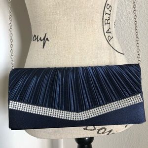 Navy Blue Satin Clutch